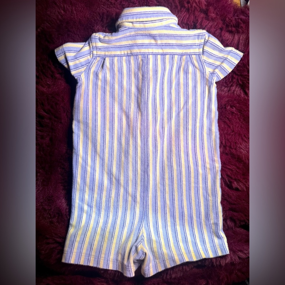 Ralph Lauren Baby Boy Oxford Shortall - Blue and Yellow Stripes - Picture 4 of 6
